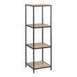 Seaford Narrow Black Metal Bookcase with 3 Oak Shelves