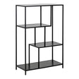 Seaford Black Metal Asymmetrical Bookcase with 3 Black Shelves
