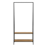 Seaford Black Metal Clothes Rack with 2 Oak Shelves