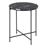 Avila Side Table with Black Polished Marble Stone 42x45cm