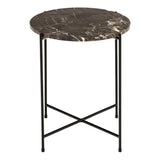 Avila Side Table with Brown Marble Top 42x45cm
