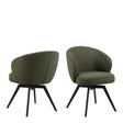Darlene Dining Chair with Armrest and Swivel Function in Green