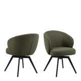 Darlene Dining Chair with Armrest and Swivel Function in Green