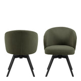 Darlene Dining Chair with Armrest and Swivel Function in Green