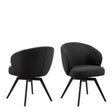 Darlene Dining Chair with Armrest and Swivel Function in Black
