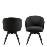Darlene Dining Chair with Armrest and Swivel Function in Black