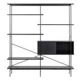 Angus Bookcase with 1 Sliding Door & 5 Shelves in Black
