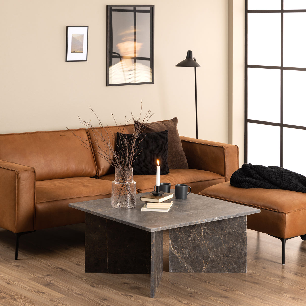 Vega Coffee Table with Marron Marble Top 140cm