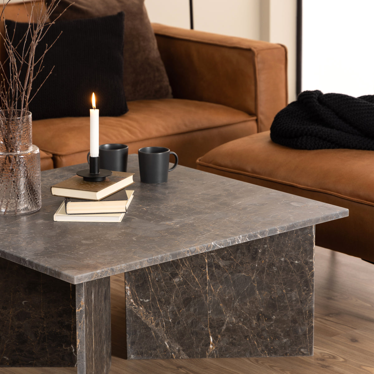 Vega Coffee Table with Marron Marble Top 140cm
