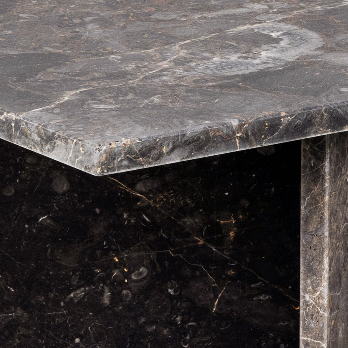 Vega Coffee Table with Marron Marble Top 90cm