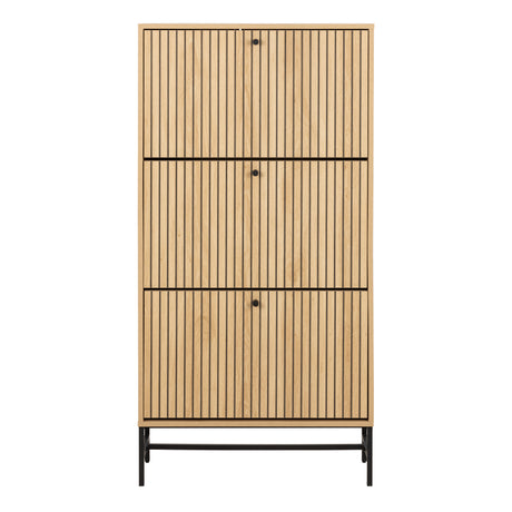 Albany Shoe Cabinet 3 Flip Down Doors in Oak/Black Legs