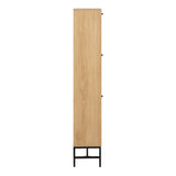 Albany Shoe Cabinet 3 Flip Down Doors in Oak/Black Legs