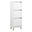 Mitra Shoe Cabinet with 3 Flip Down Doors in White