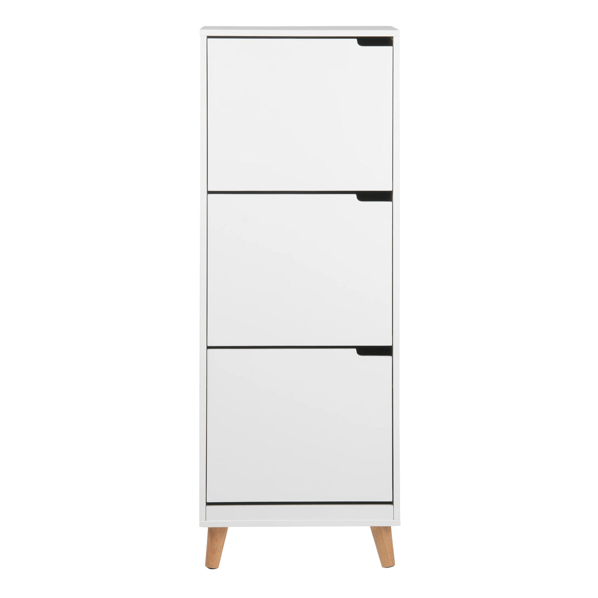 Mitra Shoe Cabinet with 3 Flip Down Doors in White
