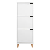 Mitra Shoe Cabinet with 3 Flip Down Doors in White