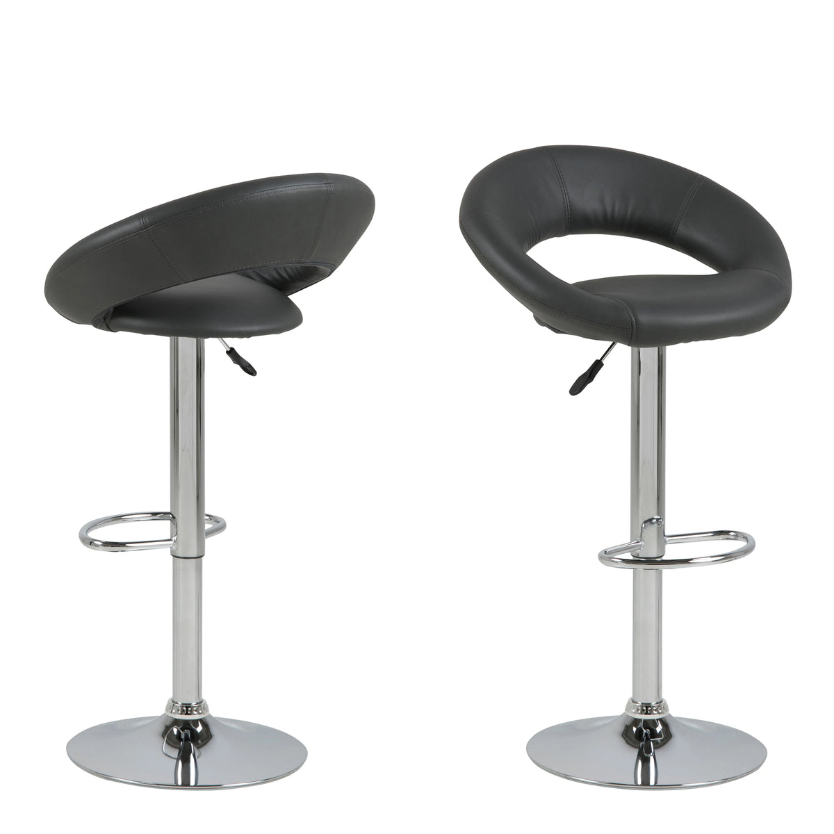Plump Dark Grey Swivel Bar Stool with Open Back