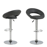 Plump Dark Grey Swivel Bar Stool with Open Back