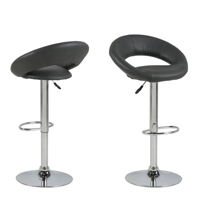 Plump Dark Grey Swivel Bar Stool with Open Back