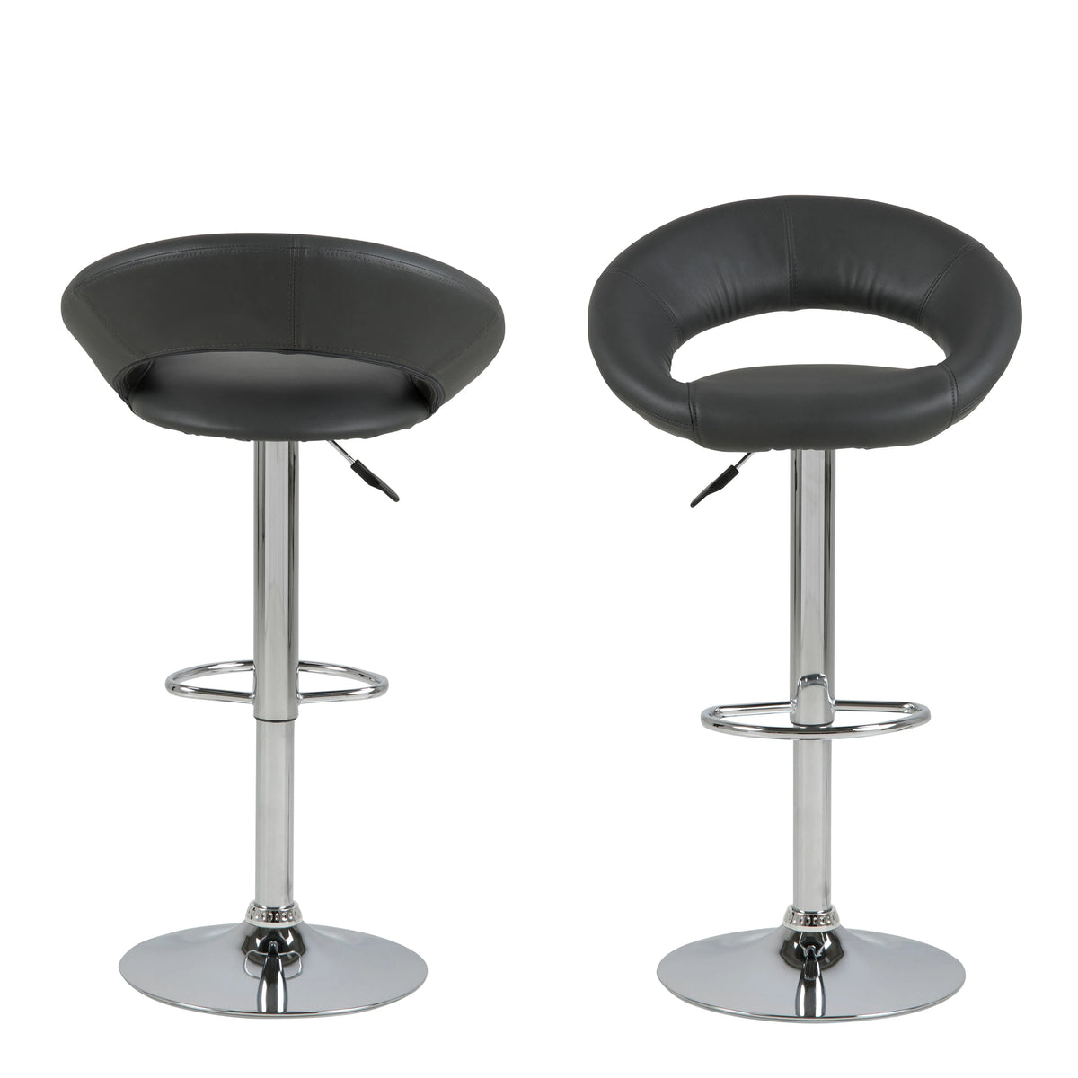 Plump Dark Grey Swivel Bar Stool with Open Back