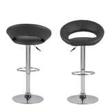 Plump Dark Grey Swivel Bar Stool with Open Back