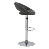 Plump Dark Grey Swivel Bar Stool with Open Back