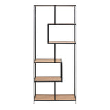 Seaford Tall Black Metal Bookcase with 5 Oak Shelves
