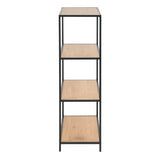 Seaford Black Metal Low Bookcase with 3 Oak Shelves