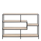 Seaford Wide Black Metal Bookcase with 4 Sonoma Oak Shelves