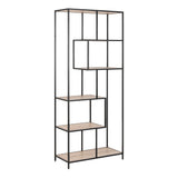 Seaford Tall Black Metal Bookcase with 5 Sonoma Oak Shelves