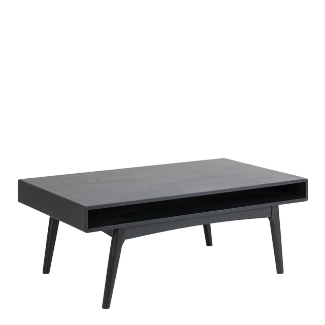 Marte Coffee Table with Open Shelf in Black 130x50cm