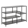 Seaford Wide Bookcase in Black with Oak Shelves