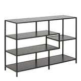 Seaford Wide Bookcase in Black with Oak Shelves