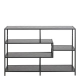 Seaford Wide Bookcase in Black with Oak Shelves