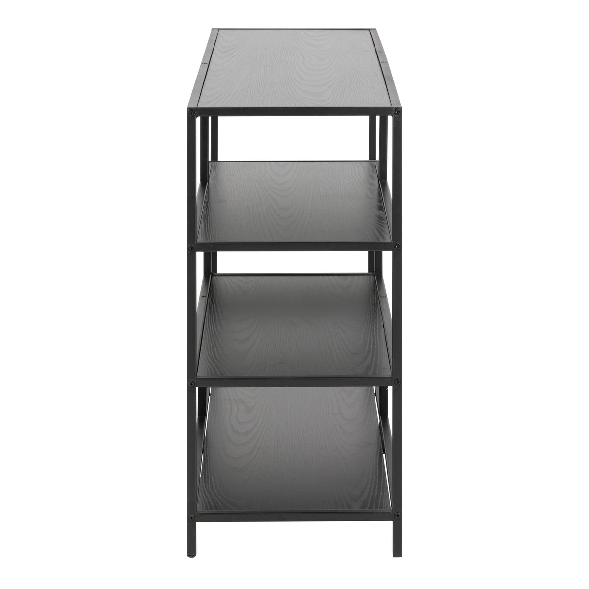 Seaford Wide Bookcase in Black with Oak Shelves
