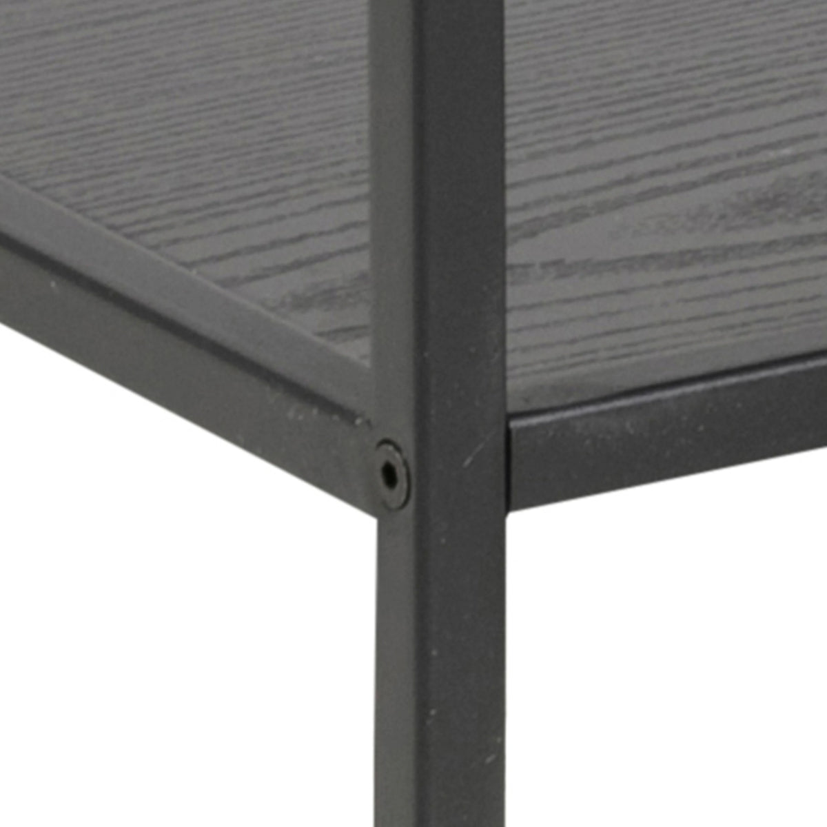 Seaford Wide Bookcase in Black with Oak Shelves