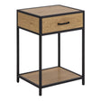 Seaford Bedside Table with 1 Drawer in Black & Oak