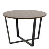 Amble Round Dining Table with Brown Marble Melamine Top & Black Legs 110x75cm