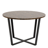 Amble Round Dining Table with Brown Marble Melamine Top & Black Legs 110x75cm