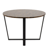 Amble Round Dining Table with Brown Marble Melamine Top & Black Legs 110x75cm