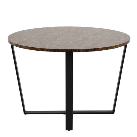 Amble Round Dining Table with Brown Marble Melamine Top & Black Legs 110x75cm