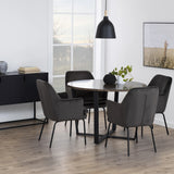 Amble Round Dining Table with Brown Marble Melamine Top & Black Legs 110x75cm