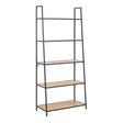 Seaford Black Metal Ladder Bookcase with 5 Oak Shelves