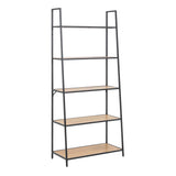 Seaford Black Metal Ladder Bookcase with 5 Oak Shelves