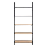 Seaford Black Metal Ladder Bookcase with 5 Oak Shelves