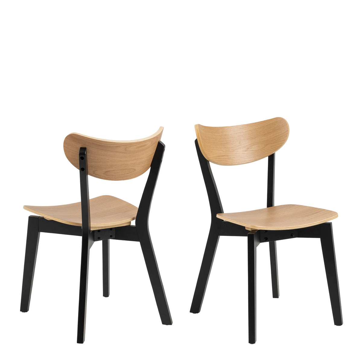 Roxby Round Dining Table in Oak & Black includes 4 Roxby Dining Chairs in Black and Oak