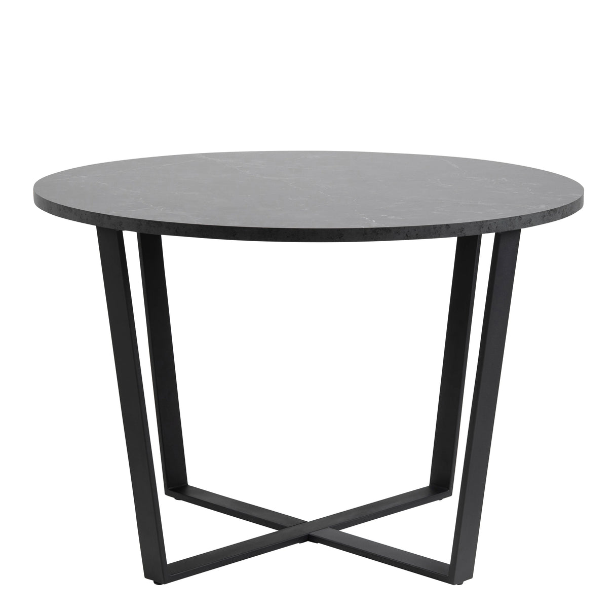 Amble Round Dining Table with Black Marble Melamine Top & Black Legs 110x75cm