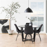 Amble Round Dining Table with Black Marble Melamine Top & Black Legs 110x75cm