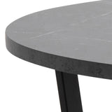 Amble Round Dining Table with Black Marble Melamine Top & Black Legs 110x75cm