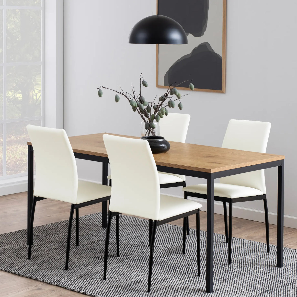 Seaford Dining Table in Black & Oak 160x74cm