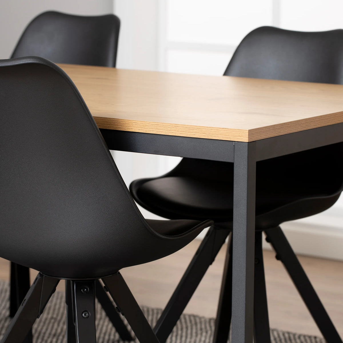 Seaford Dining Table in Black & Oak 160x74cm